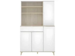 Keukenbuffet Wajdi - 4 Deuren, 1 Lade En 3 Nissen - Wit En Eiken
