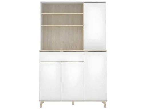 Keukenbuffet Wajdi - 4 Deuren, 1 Lade En 3 Nissen - Wit En Eiken