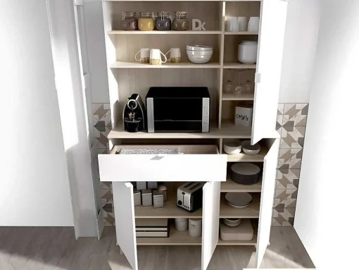 Keukenbuffet Wajdi - 4 Deuren, 1 Lade En 3 Nissen - Wit En Eiken