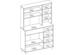 Keukenbuffet Wajdi - 4 Deuren, 1 Lade En 3 Nissen - Wit En Eiken