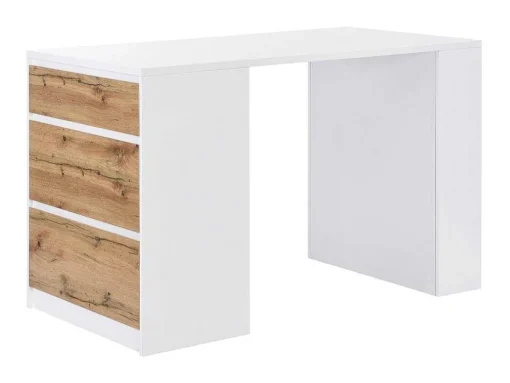 Keukeneiland Met 3 Lades En 8 Nissen Van Mdf - Licht Naturel En Wit - Palestrina