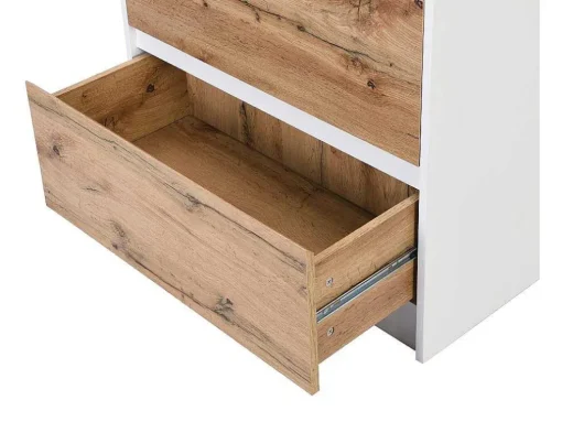 Keukeneiland Met 3 Lades En 8 Nissen Van Mdf - Licht Naturel En Wit - Palestrina