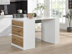 Keukeneiland Met 3 Lades En 8 Nissen Van Mdf - Licht Naturel En Wit - Palestrina