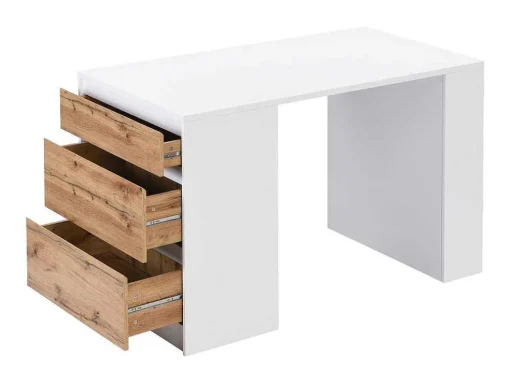 Keukeneiland Met 3 Lades En 8 Nissen Van Mdf - Licht Naturel En Wit - Palestrina