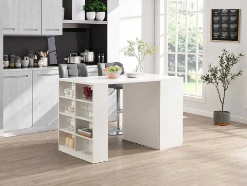 Keukeneiland Met 3 Lades En 8 Nissen Van Mdf - Licht Naturel En Wit - Palestrina