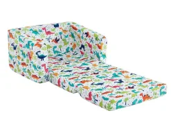 Kinderfauteuil Van Fluweel Met Dinosaurus Motieven - Wit - Almagro