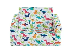Kinderfauteuil Van Fluweel Met Dinosaurus Motieven - Wit - Almagro