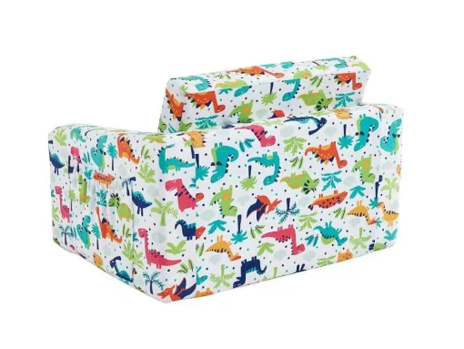 Kinderfauteuil Van Fluweel Met Dinosaurus Motieven - Wit - Almagro