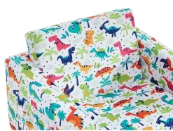 Kinderfauteuil Van Fluweel Met Dinosaurus Motieven - Wit - Almagro