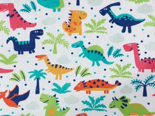 Kinderfauteuil Van Fluweel Met Dinosaurus Motieven - Wit - Almagro