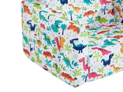 Kinderfauteuil Van Fluweel Met Dinosaurus Motieven - Wit - Almagro