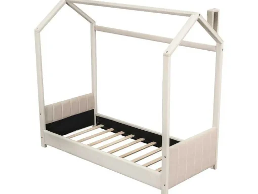 Kinderhutbed 90X200Cm In Fluweel - Lattenbodem - Beige