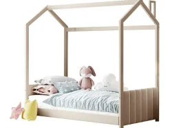 Kinderhutbed 90X200Cm In Fluweel - Lattenbodem - Beige
