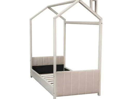 Kinderhutbed 90X200Cm In Fluweel - Lattenbodem - Beige