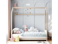 Kinderhutbed 90X200Cm In Fluweel - Lattenbodem - Beige