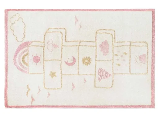 Kindertapijt Hinkelbaan Funny - Polypropyleen - 100 X 150 Cm - Beige En Roze