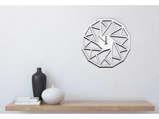 Klok Geometrisch 1, Wit, Zwart, 50X1,5X50 Cm, Epikasa