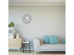 Klok Geometrisch 1, Wit, Zwart, 50X1,5X50 Cm, Epikasa