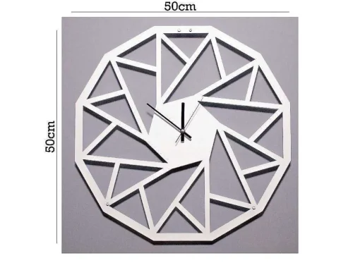 Klok Geometrisch 1, Wit, Zwart, 50X1,5X50 Cm, Epikasa