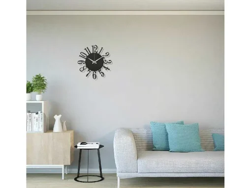 Klok Numbers 4, Zwart, Zilver, 50X1,5X50 Cm, Epikasa