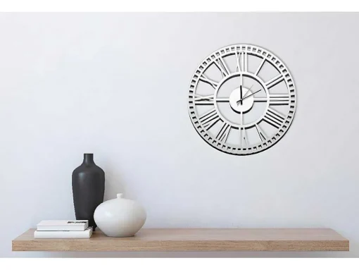 Klok Vintage 5, Wit, Zwart, 50X1,5X50 Cm, Epikasa