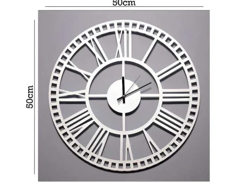 Klok Vintage 5, Wit, Zwart, 50X1,5X50 Cm, Epikasa