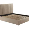 Kofferbed En Hoofdeinde Met Verticale Stiksels - 180 X 200 Cm - Stof - Beige - Sarah