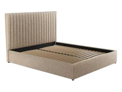 Kofferbed En Hoofdeinde Met Verticale Stiksels - 180 X 200 Cm - Stof - Beige - Sarah