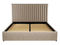 Kofferbed En Hoofdeinde Met Verticale Stiksels - 180 X 200 Cm - Stof - Beige - Sarah