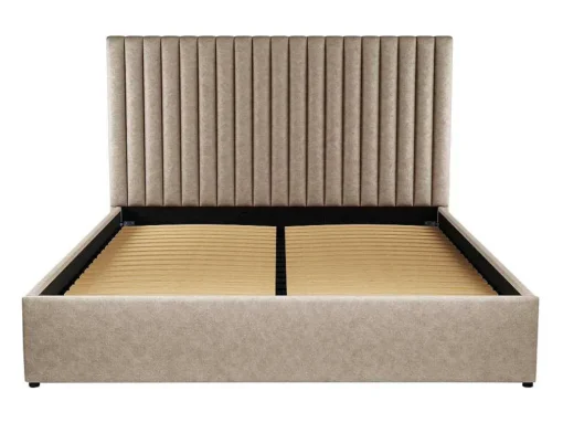 Kofferbed En Hoofdeinde Met Verticale Stiksels - 180 X 200 Cm - Stof - Beige - Sarah