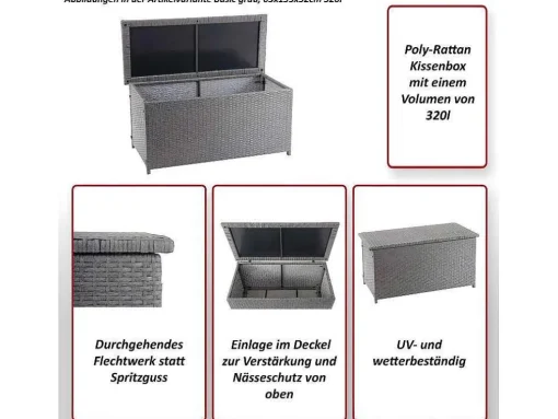 Kussenbox Van Polyrattan Mcw-D88 Iii, Basic Grijs, 51X100X50Cm 170L