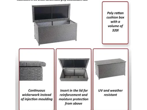 Kussenbox Van Polyrattan Mcw-D88 Iii, Basic Grijs, 51X100X50Cm 170L