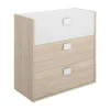 Ladekast Sonia - 3 Lades - Kleuren: Eiken En Wit