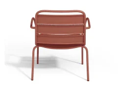 Lage Opstapelbare Tuinfauteuil + Voetensteun - Metaal - Terracotta - Mirmande