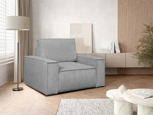 Lichtgrijze Ribfluwelen Fauteuil Amelia