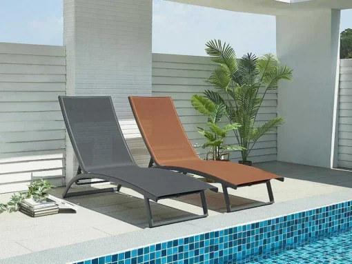 Ligstoel Met Verschillende Standen Van Aluminium En Textileen - Terracotta - Saranda Van Mylia