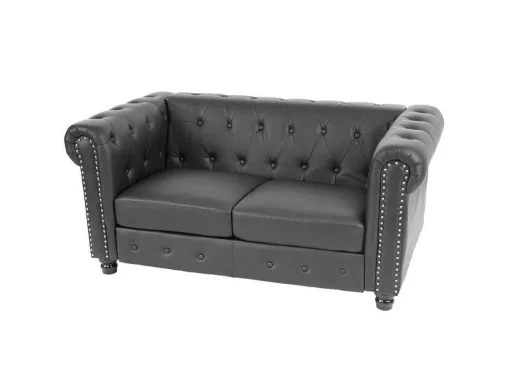 Luxe 2-Zitsbank Edinburgh, Ronde Poten, Zwart