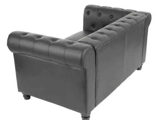 Luxe 2-Zitsbank Edinburgh, Ronde Poten, Zwart
