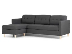 Marino 3-Zitsbank Met Chaise Longue Links Stof Donkergrijs.