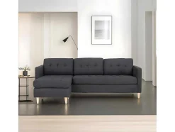 Marino 3-Zitsbank Met Chaise Longue Links Stof Donkergrijs.
