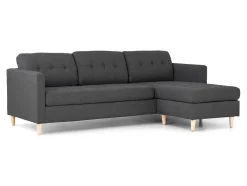 Marino 3-Zitsbank Met Chaise Longue Links Stof Donkergrijs.