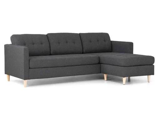 Marino 3-Zitsbank Met Chaise Longue Links Stof Donkergrijs.