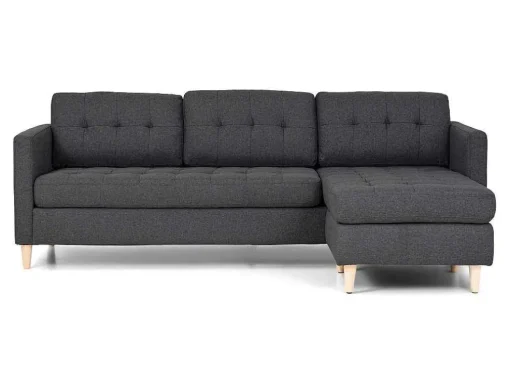 Marino 3-Zitsbank Met Chaise Longue Links Stof Donkergrijs.