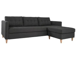 Marino 3-Zitsbank Met Chaise Longue Links Stof Donkergrijs.