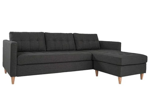 Marino 3-Zitsbank Met Chaise Longue Links Stof Donkergrijs.