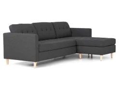 Marino 3-Zitsbank Met Chaise Longue Links Stof Donkergrijs.
