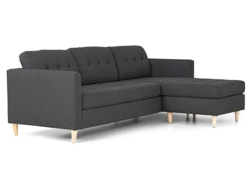 Marino 3-Zitsbank Met Chaise Longue Links Stof Donkergrijs.