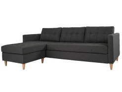 Marino 3-Zitsbank Met Chaise Longue Links Stof Donkergrijs.