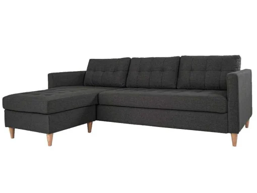 Marino 3-Zitsbank Met Chaise Longue Links Stof Donkergrijs.