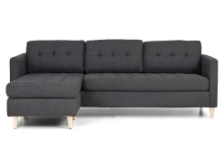 Marino 3-Zitsbank Met Chaise Longue Links Stof Donkergrijs.